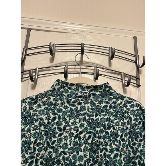 Lands End Women’s MP Turtleneck Blue Green Floral Paisley Print Soft Long Sleeve - Picture 12 of 14